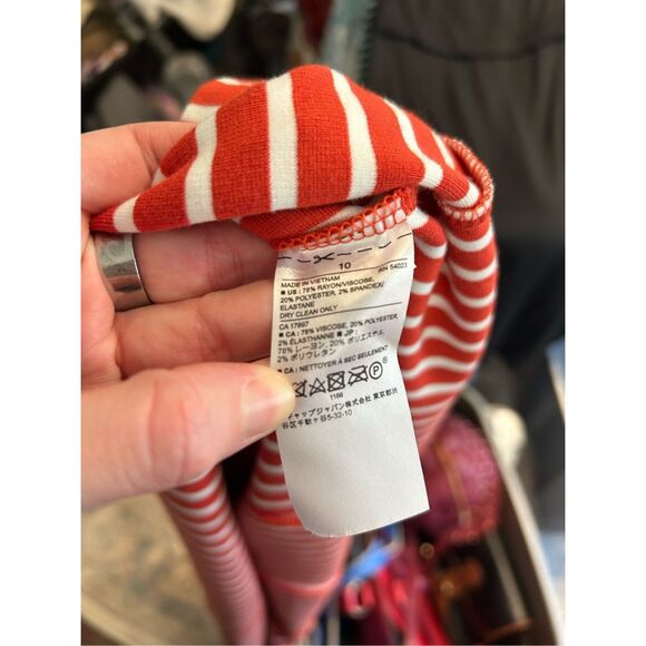 Banana Republic Orange and White Striped Rayon Blend A-Line Dress, Size 10 - Picture 6 of 7